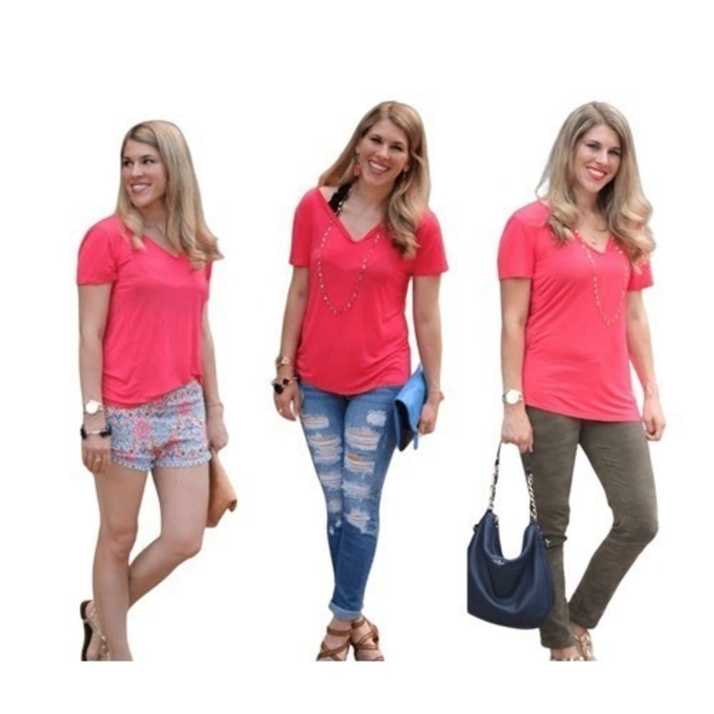Piko Soft Jersey Knit Cuffed Sleeve Oversized Pink T-Shirt‎ MEDIUM Cozy Chic